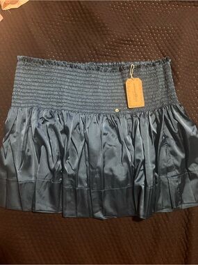 NATURAL LIFE Teal Satin Smocked Waist Circle Skort